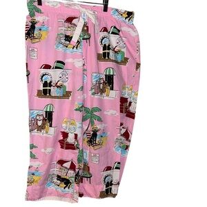 Nick & Nora Cat Pajama Pants Puss vacation spa beach cats on vacay fun Large